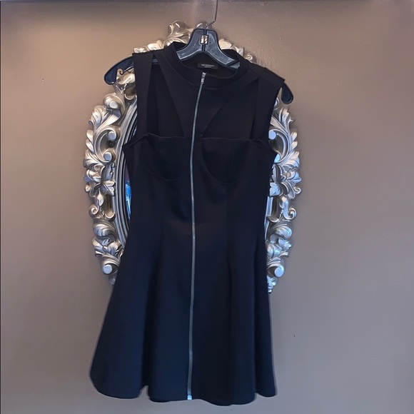 Black zip up peplum dress with cut outs - Picture 1 of 3